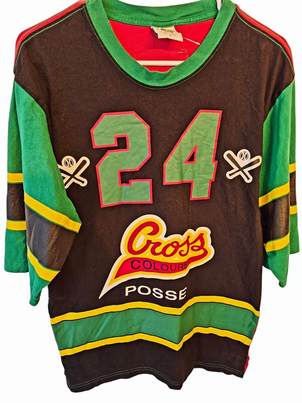 Cross Colours Posse #24 Drake Jersey Shirt Men's Medium Hip Hop Streetwear EUC